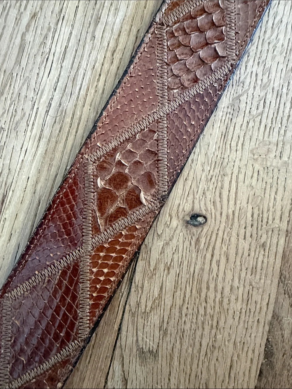Vintage Tony Lama Patchwork Snakeskin Leather Western Belt Strap Size 38